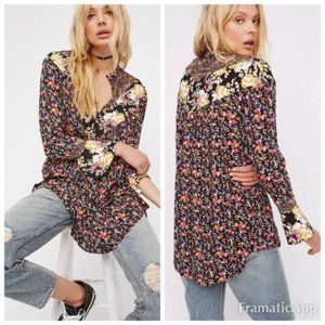 Free People Wildflower Fields Henley Tunic Blouse Size XS EUC